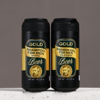HARD LINE Набор Gold Beer, гель для душа и шампунь для волос, 2х400