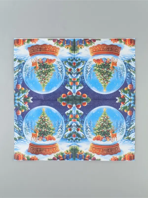 Салфетки новогодние бумажные &laquo;Снежный шар&raquo;, 33&times;33, 3 слоя, 20 шт.