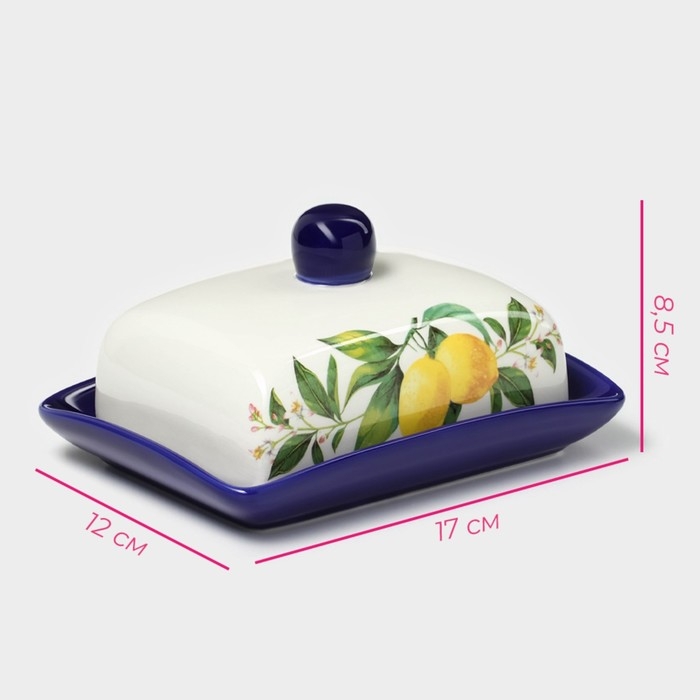 Маслёнка Доляна «Лимон», 17×12×8,5 см, цвет белый Маслёнка Доляна «Лимон», 17×12×8,5 см, цвет белый