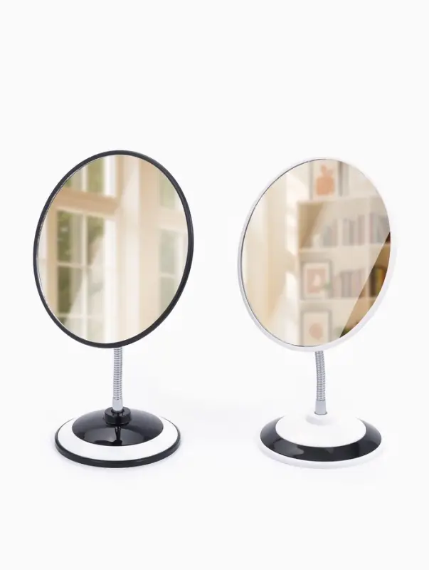 Зеркало настольное, круглое, на гибкой ножке, 17.5&times;27 см, (d=16.5 см), МИКС