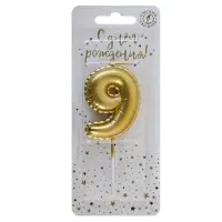 Свеча в торт на шпажке "Воздушая цифра", цифра "9", золото