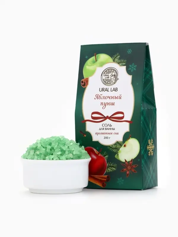 Соль для ванны, аромат яблочный пунш, 200 г, URAL LAB