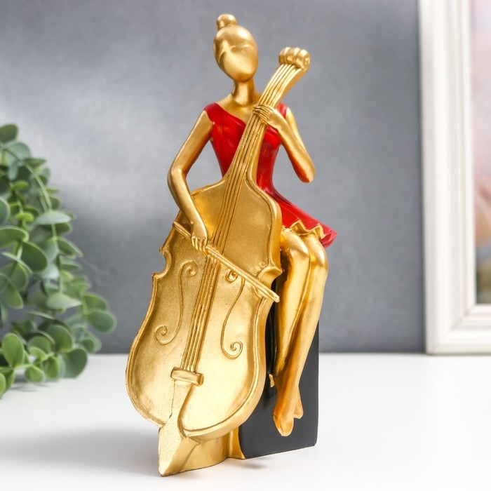 Сувенир полистоун  Сувенир полистоун "Девушка с контробасом" МИКС 20,5х10,5х9 см
