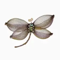 Брошь &laquo;Стрекоза&raquo; плетёная, цвет розово-золотой