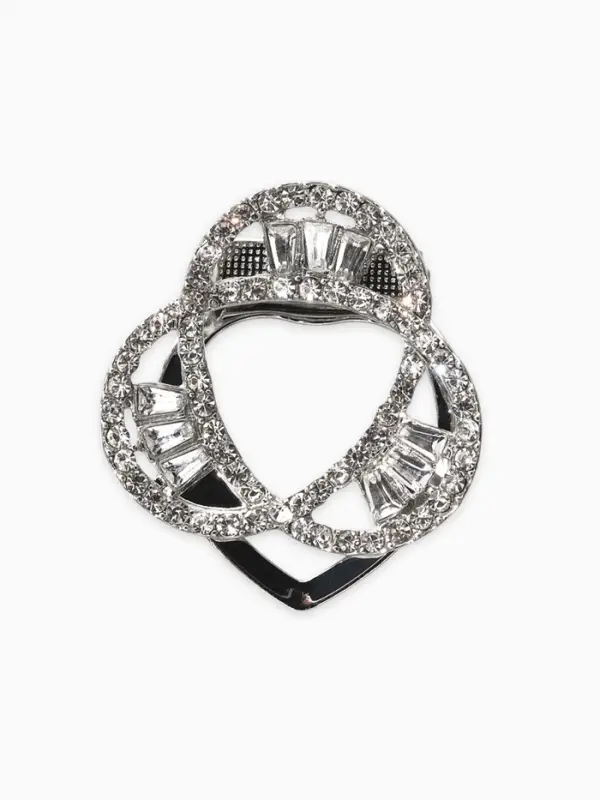 Зажим для платка &laquo;Три нити&raquo;, белый в серебре