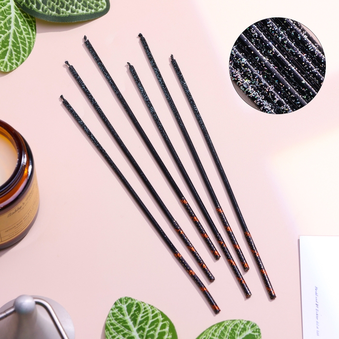 Набор свечей в торт, 6 штук Набор свечей в торт, 6 штук "Сияние", голубой с чёрным, 17 см