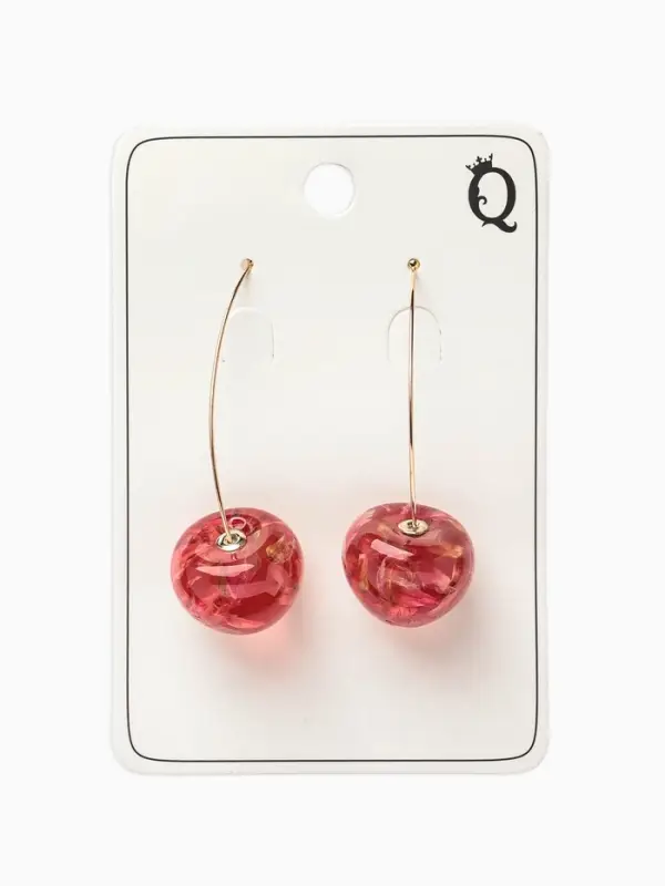 Серьги пластик &laquo;Ягодка&raquo;, черешня, красные в золоте