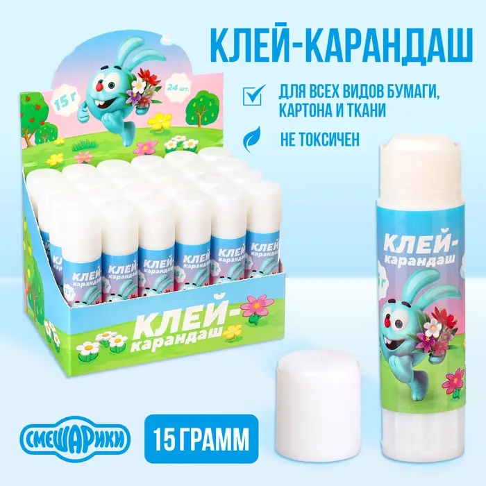 Клей-карандаш PVP 15 г, «Смешарики» Клей-карандаш PVP 15 г, «Смешарики»