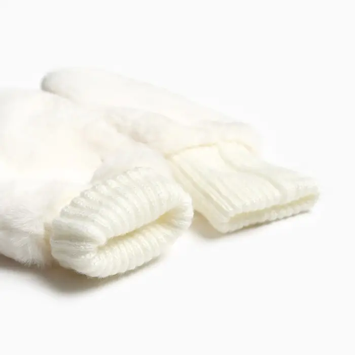 Варежки женские, цвет бежевый, размер 18