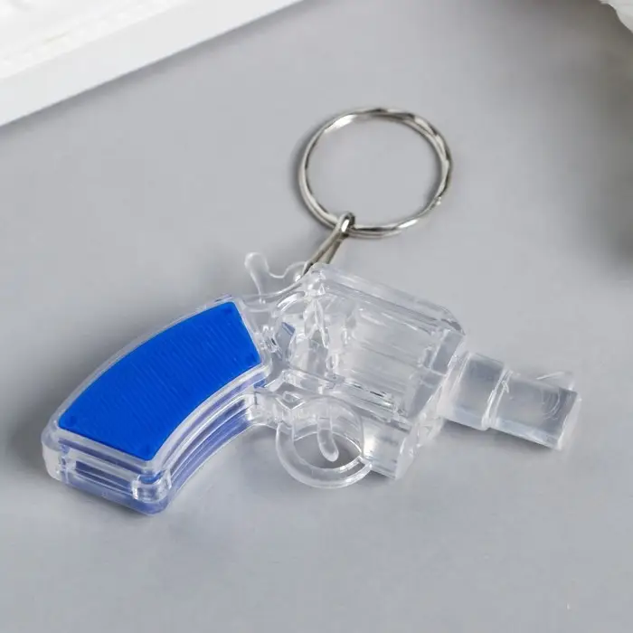 Фонарик брелок для ключей на кольце «Револьвер», мигает, 6.5×4.5×1.5 см, МИКС Фонарик брелок для ключей на кольце «Револьвер», мигает, 6.5×4.5×1.5 см, МИКС