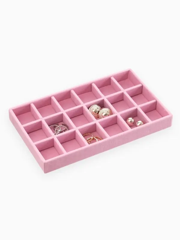 Подставка для украшения QF, 18 ячеек, флок, 21&times;12.3&times;2.5 см, розовая