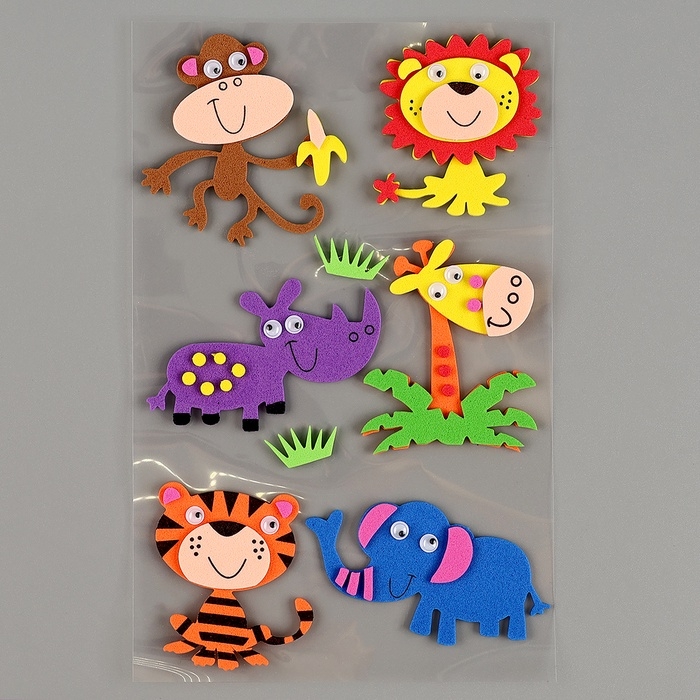 Набор наклеек из EVA  Набор наклеек из EVA "Зверюшки", 8 шт