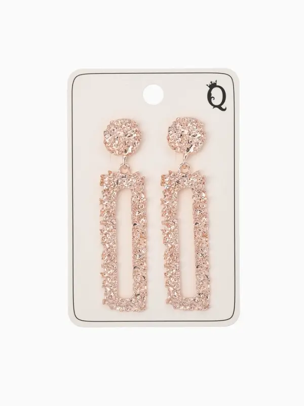 Серьги металл &laquo;Карибы&raquo;, длинный прямоугольник, цвет розовое золото