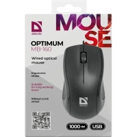 Мышь компьютерная Defender Optimum MB-160 черн,3кн,проводн. 1000dpi (52160)