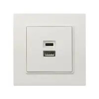 Розетка TOT Elegant, 5 В, 2.1 A, разъёмы USB-A + USB-C, скрытая, белая