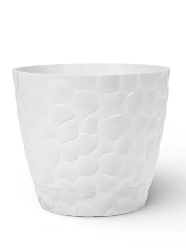 Горшок для цветов с поддоном &laquo;Камешки&raquo;, 8 л, пластиковый, белый