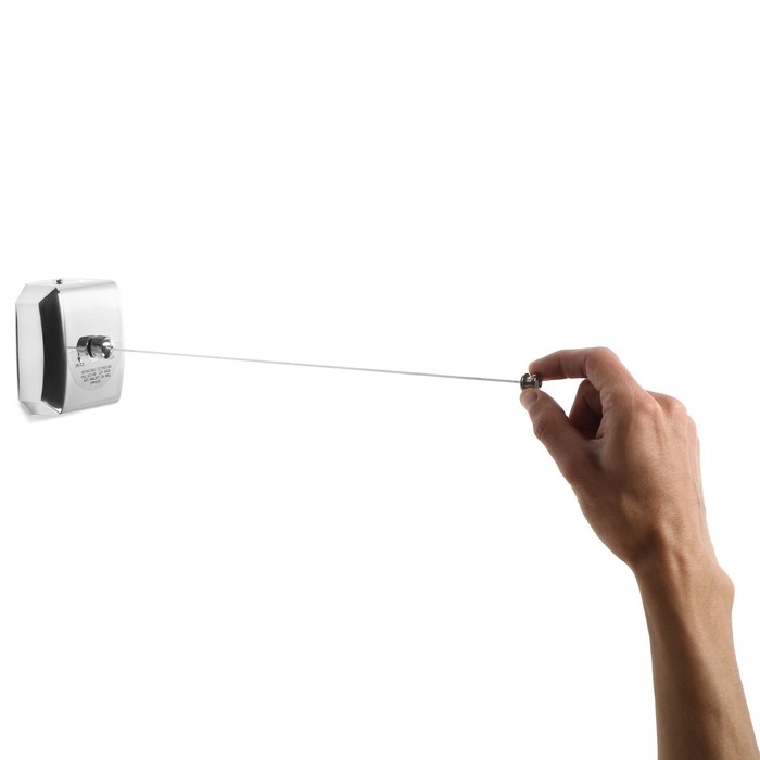 Настенная сушилка для белья ТУНДРА, нейлоновый вытяжной трос 2.8 м. до 3 кг, цвет хром