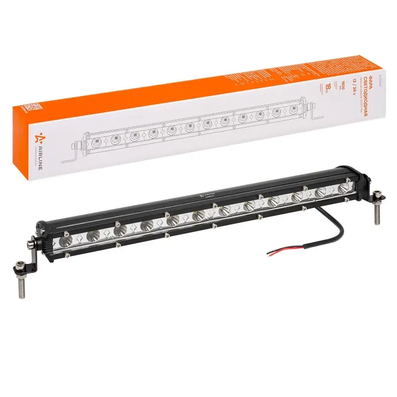 Фара светодиодная (балка) однорядная, 12 LED, направленный свет, 18W (343x30x47) 12/24V