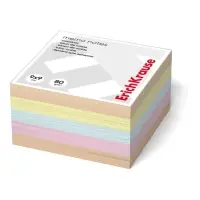 Блок бумага для записей на склейке ErichKrause, 9 x 9 x 5 см, 80 г/м2, 4 цвета