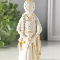 Фигурка гипс &laquo;Берегиня Ведучка&raquo;, 13 см, белая с золотом