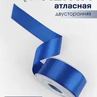 Лента атласная TEIRA, двухсторонняя, 38 мм, 25&plusmn;1 м, синяя №0329