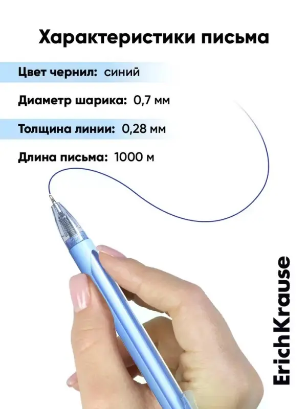 Ручка шариковая ErichKrause Nymph Matic Pastel bloom, автоматическая, узел 0.7 мм, чернила синие