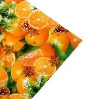 Упаковочная бумага на новый год «Мандарины», 70×100 см, глянцевая