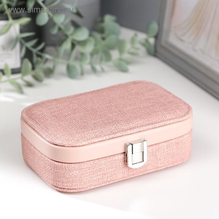 Шкатулка кожзам для украшений Шкатулка кожзам для украшений "Розовая" комбинированная 4,5х10х15 см