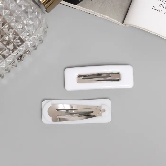 Невидимки для волос «Венера», набор 2 шт., классик, 5 см, белые Невидимки для волос «Венера», набор 2 шт., классик, 5 см, белые