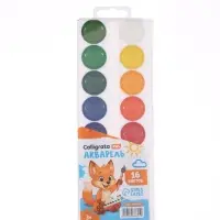 Акварель Calligrata kids 16 цветов, пластик