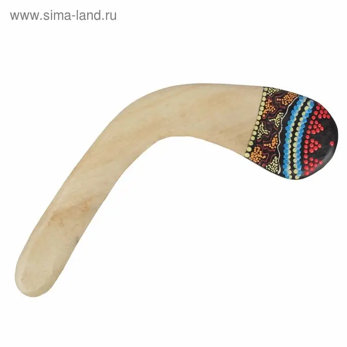 Сувенир "Бумеранг с точечной росписью" цвет натуральный 38х9х1 см, МИКС
