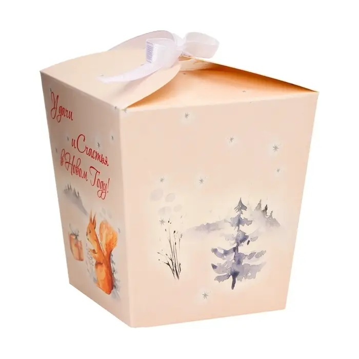 Бонбоньерка, новогодняя подарочная упаковка «Удачи и счастье в Новом Году», 7.5×8×7.5 см Бонбоньерка, новогодняя подарочная упаковка «Удачи и счастье в Новом Году», 7.5×8×7.5 см