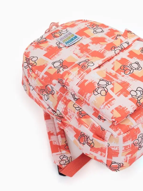 Рюкзак школьный на молнии, с карманами, с принтом, размер 28.5&times;12&times;41 см, оранжевый