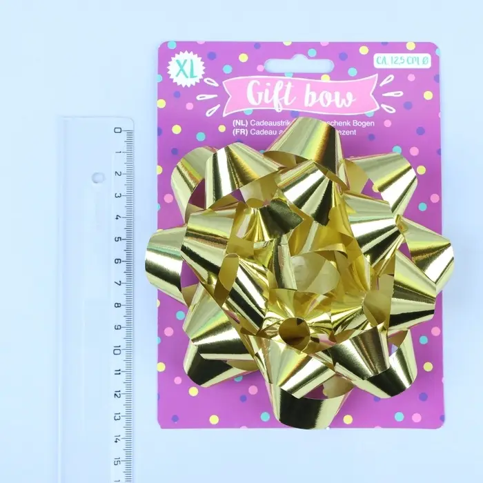 Подарочный Бант - звезда № 14, золотой, металлик, для упаковки подарков