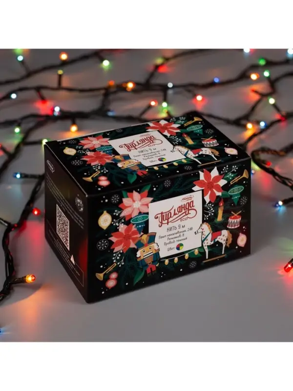 Гирлянда &laquo;Нить&raquo; 9 м, IP20, тёмная нить, 240 ламп, свечение мульти, 8 режимов, 220 В