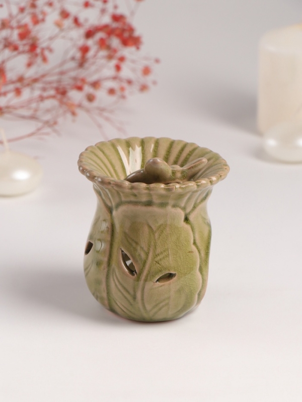 Аромалампа керамика Аромалампа керамика "Бабочка на цветке" тёмный беж 7,5х8,5х9,8 см