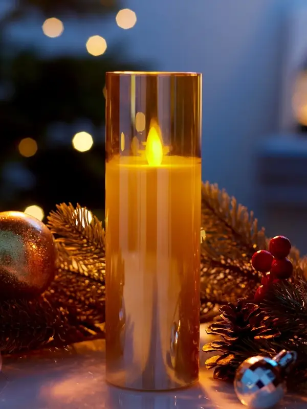 Светодиодная свеча &laquo;Золотистая&raquo;, 18&times;5.5 см, от батареек AAx2, свечение тёплое белое