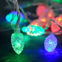 Гирлянда &laquo;Нить&raquo; 5 м с насадками &laquo;Шишки большие&raquo;, IP20, прозрачная нить, 20 LED, свечение мульти (RG/RB), мигание, 220 В