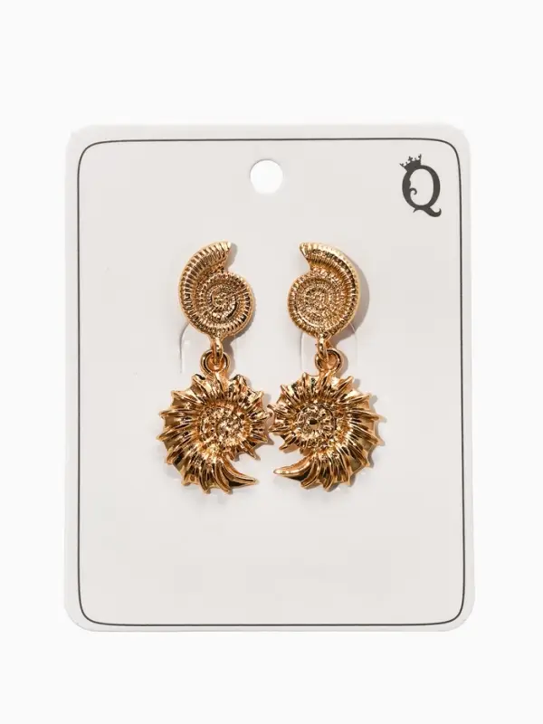 Серьги металл Серьги металл "Ракушки", цвет золото