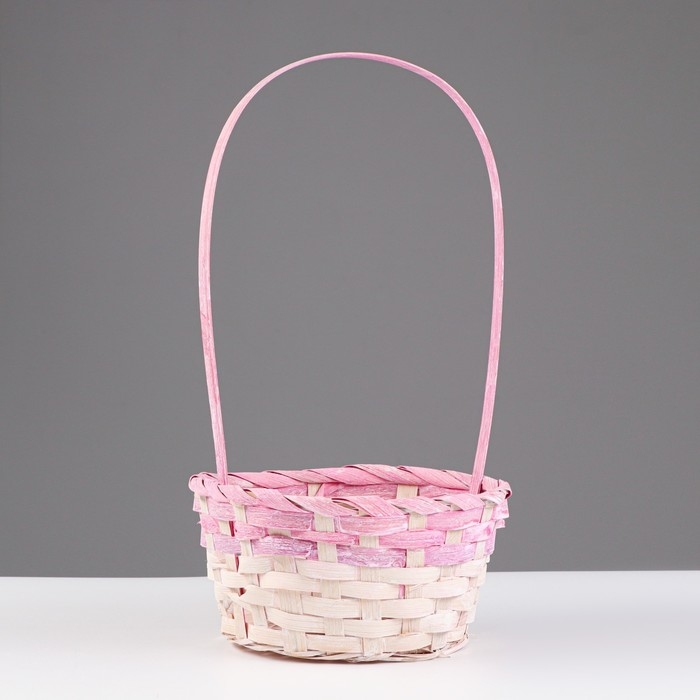 Корзина плетеная 19х9/34 см, розовый, бамбук Корзина плетеная 19х9/34 см, розовый, бамбук
