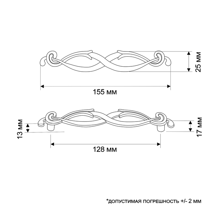 Ручка-скоба PC172AB, м/о 128 мм, цвет бронза, 4 шт TMP