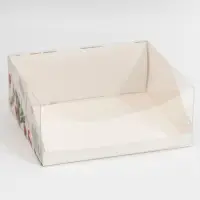 Коробка для кондитерских изделий с PVC-крышкой «Ветки», 25 х 22,5 х 10 см