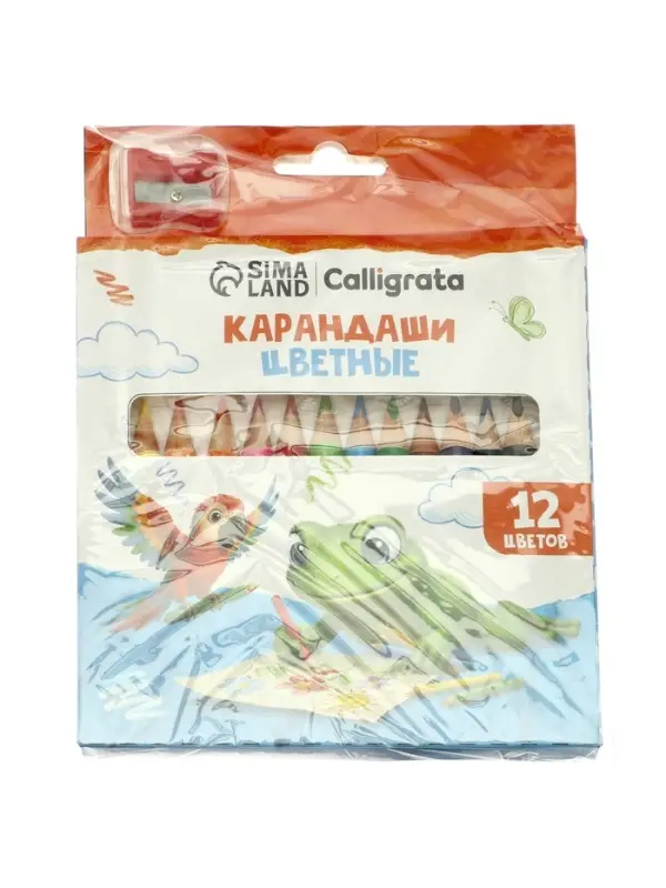 Карандаши 12цв, Calligrata, МИНИ, толстые, дерево, трехгр, с точилкой