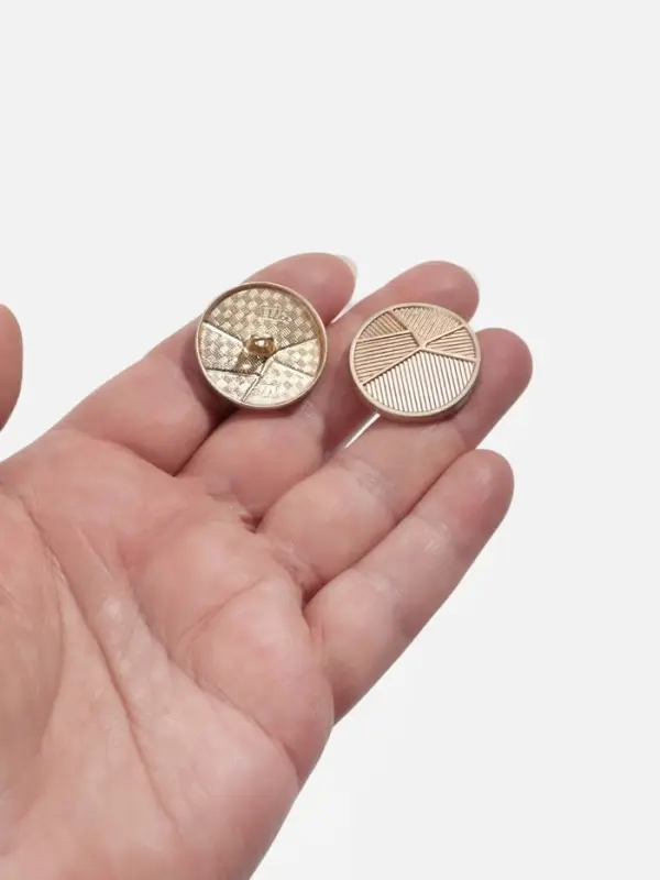 Пуговицы на ножке, металлические, &laquo;Геометрия&raquo;, d=25 мм, набор 5 шт., цвет золотой