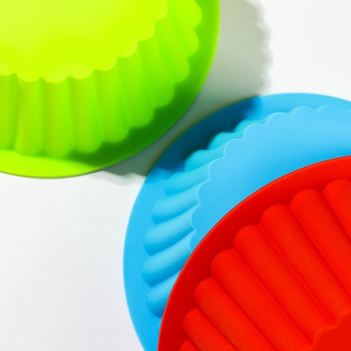 Форма для выпечки Доляна &laquo;Рифлёный круг&raquo;, силикон, d=18,5 cм, цвет МИКС