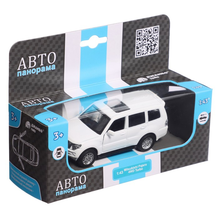 Машина металлическая Mitsubishi Pajero 4WD Turbo 1:43, инерция, открываются двери, цвет белый Машина металлическая Mitsubishi Pajero 4WD Turbo 1:43, инерция, открываются двери, цвет белый