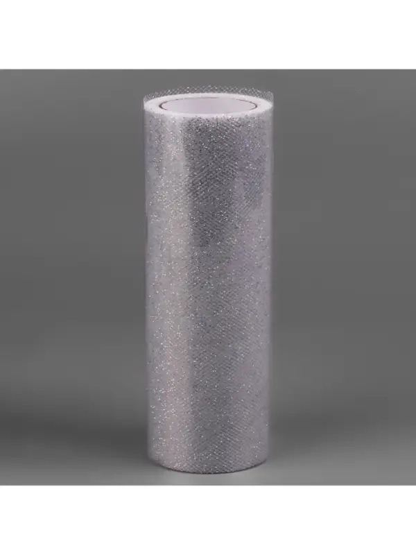 Фатин с глиттером, 15 см,9&plusmn;0.5 м, 11&plusmn;1 г/м&sup2;, цвет серебряный №06