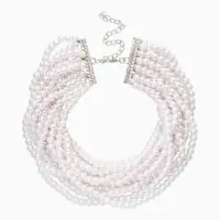 Чокер-бусы многослойный &laquo;Жемчужная императрица&raquo;, 12 рядов, №6, L=30 см+10 см, белый в серебре