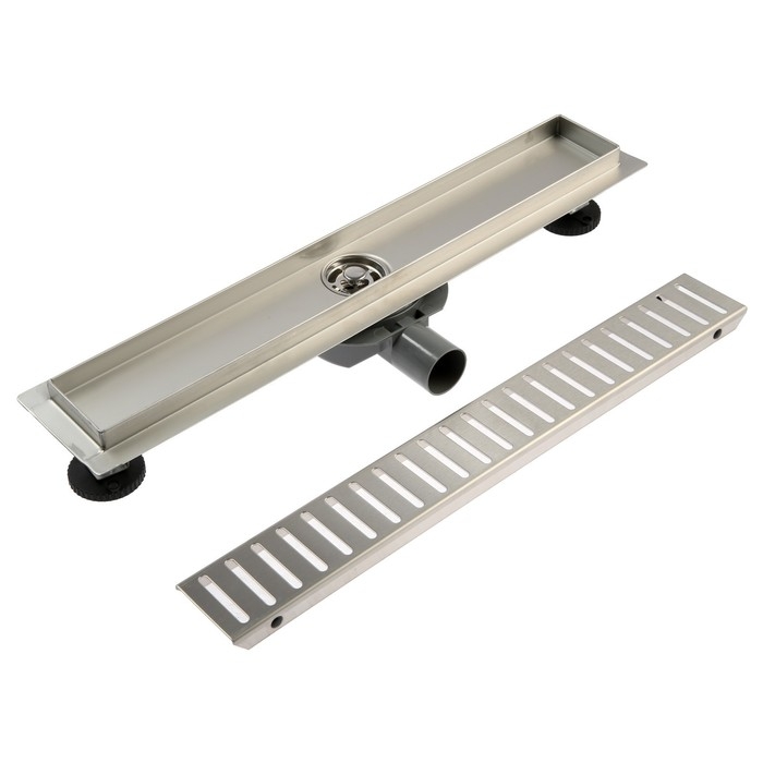 Трап ZEIN engr, c флaнцeм свободного вращ 360°, 7*50 см, d=40/50 мм, нерж сталь, сатин