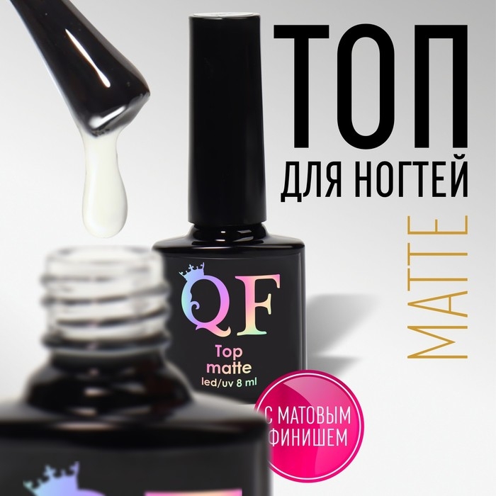 Топ для ногтей «MATTE», с матовым финишем, 8 мл, LED/UV, цвет прозрачный Топ для ногтей «MATTE», с матовым финишем, 8 мл, LED/UV, цвет прозрачный